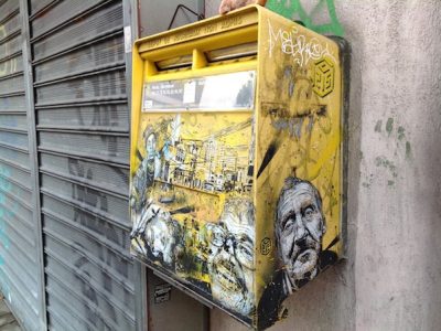 Une oeuvre de C215 sur une boîte aux lettres à Vitry / © Steve Stillman pour Enlarge your Paris