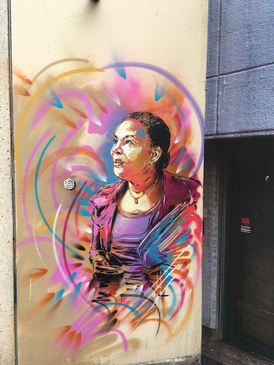 Christiane Taubira par C215, 35 rue Clément Perrot, Vitry / © Julie Gourhant 