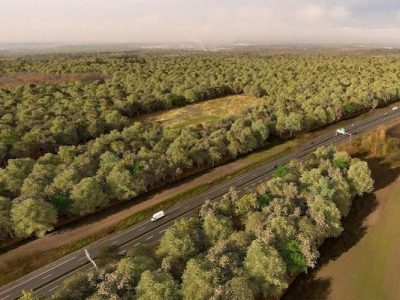 La future forêt de Pierrelaye-Bessancourt traversée par l'A15 dans le Val-d'Oise / © Land’Act - smapp