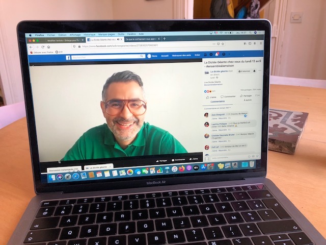 L'écrivain Rachid Santaki en Facebook Live lundi 13 avril pour la lecture de l'une de ses dictées / DR