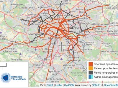 La carte des pistes cyclables temporaires en Île-de-France en vue du déconfinement / © Collectif Vélo Île-de-France