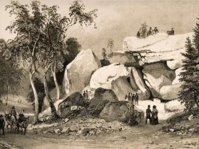 Un sentier tracé par Claude-François Denecourt en forêt de Fontainebleau au XIXe siècle / DR