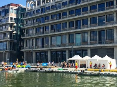 Base nautique éphémère au pied des Magasins généraux à Pantin / © Steve Stillman pour Enlarge your Paris