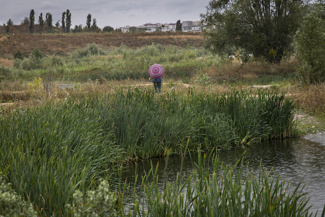 Jour 1. La rivière du Crould, entre Gonesse et Bonneuil, près de l'aéroport du Bourget.  Une coulée verte permet de rejoindre le nord du parc Georges-Valbon à La Courneuve / © Jérômine Derigny pour Enlarge your Paris