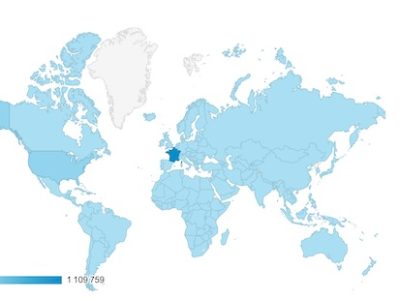 La carte des pays où Enlarge your Paris a été lu depuis septembre 2019 selon Google Analytics / © Google Analytics