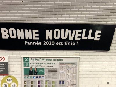 Le panneau de la station Bonne nouvelle du métro spécialement relooké par la RATP pour le 31 décembre / © RATP