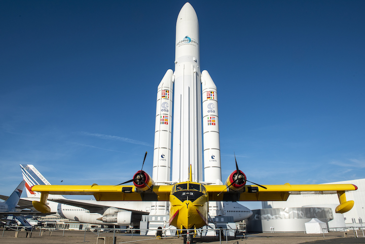 La fusée Ariane à l'échelle 1 sur le tarmac du musée de l'Air et de l'Espace / © Musée de l'Air et de l'Espace