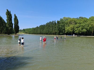 La nouvelle installation « le Gué » du parc de Sceaux permet de traverser le Grand Canal à pied / © Willy Labre - CD 92