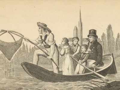 La Seine et Saint-Denis en toile de fond croqués dans le livre Promenades amusantes d'une jeune famille dans les environs de Paris avec des remarques historiques et des anecdotes sur les lieux les plus célèbres